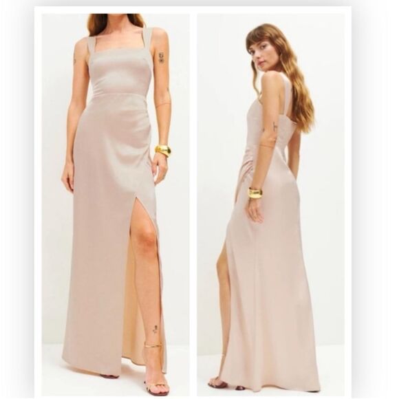 Reformation Isolene Satin Dress - Champagne size 14 NWT - Picture 1 of 10